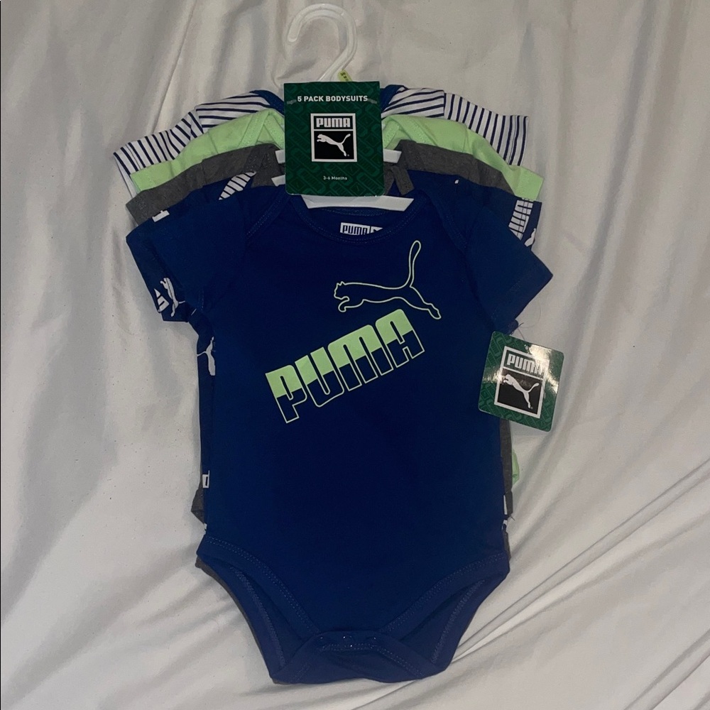 Puma Navy and Green Kids Bodysuit Set (5 item set)